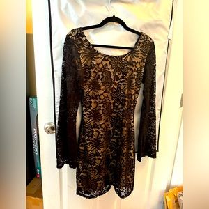 Long sleeve short dress sheer